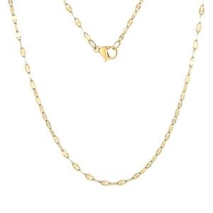 Classic stainless steel lip chain necklace for women with gold oval links and lobster clasp