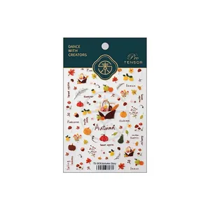 Autumn themed 5D frosted nail art stickers with pumpkin and leaf designs, TS-3830