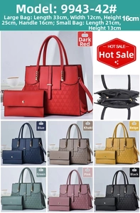 Women's 2-piece tote bag set with geometric texture and matching clutch, seven colors