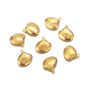 Set of 8 gold stainless steel shell charms for DIY jewelry making and necklace crafts