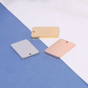 Polished rectangular stainless steel tags in gold silver and rose gold for DIY jewelry