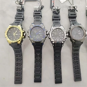 Waterproof sports watch for men with dual display and durable rubber strap in four colors
