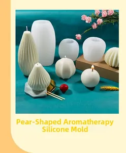 Vista macro di stampi in silicone a forma di pera per candele profumate fai-da-te e decorazioni