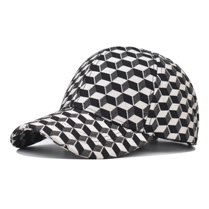 Cappello Da Baseball Con Motivo Cubico Geometrico 3D Cotone Moda All'aperto Regolabile Bordo Curvo Per Uomo Donna