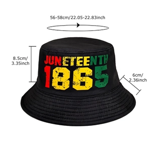 Classic Juneteenth 1865 printed black bucket hat for men and women with durable canvas fabric
