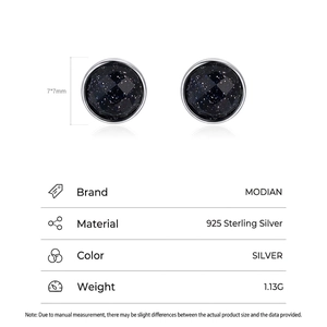 Minimalist 925 sterling silver stud earrings with starry blue obsidian stones