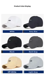 Quick-dry baseball caps in six colors showing side fabric labels and mesh details