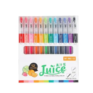 Set of 12 color retractable gel pens 0.5mm for journaling and drawing office supplies