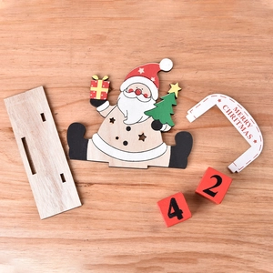 DIY Wooden Christmas Countdown Calendar Ornament with Santa Claus and Red Number Blocks