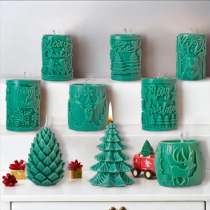 Kerst Siliconen Vorm DIY Kaarsen Maken Rendier Elk Kerstboom Dennenappel Sneeuwpop Cilinder Handwerkgereedschap