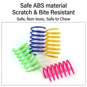 Colorful 4-pack of elastic plastic spring cat toys made of safe and durable ABS material