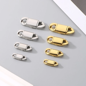 Polished stainless steel foldover clasp set for bracelets and necklaces in gold and silver