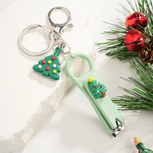 Christmas Theme Nail Clipper Keychain Set Cartoon Santa Claus Reindeer Snowman Pendant Manicure Tools Festive Portable Gift