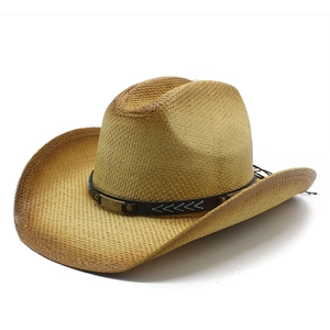 Western Cowboy Straw Hat Wide Brim Paper Woven Sun Protection Beach Travel Sunshade Summer Outdoor For Men And Women