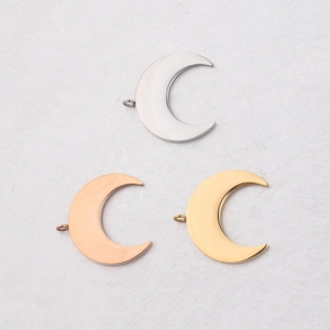 Mirror Polished 304 Stainless Steel Crescent Moon Horn Pendant Charms For DIY Jewelry Making Necklaces Minimalist Style