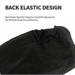 Klassische schwarze Military Cap aus Baumwolle mit verstellbarem Gummizug am Hinterkopf