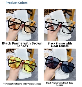 Detailed grid showing four color variants of thick-framed square sunglasses