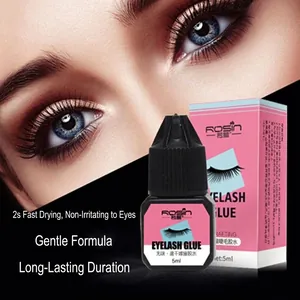 Gentle 5ml eyelash glue for sensitive eyes with fast drying formula in a black bottle
