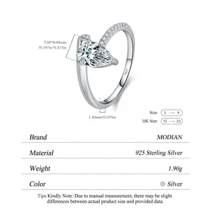 S925 Sterling Silver Ring featuring a 5x8mm Pear-Cut sparkle cubic zirconia gemstone