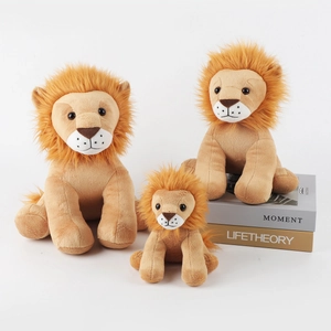 Peluche de Lion Réaliste Poupée en Peluche Courte Douce pour Enfants Cadeau d'Anniversaire Décoration de Maison Jouet Réconfortant