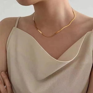 Collier Chaîne Serpent En Acier Inoxydable Plat Minimaliste Hip Hop Bijoux Pour Femmes Hommes