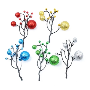 Artificial Christmas Berry Picks Glitter Foam Berries Stems For Xmas Tree Wreath Garland Craft Holiday Home Party Decor
