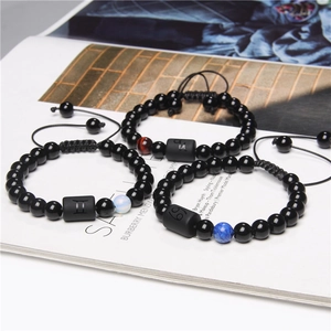 Zodiac Beaded Bracelet Natural Tiger Eye Stone Adjustable Woven Cord Handmade Minimalist Jewelry For Men Women