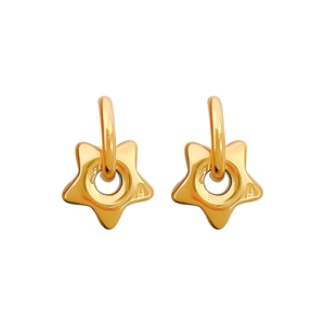 Minimalist gold star dangle hoop earrings in titanium steel for men and women