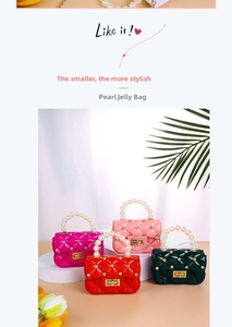 Mini pearl jelly bags with quilted pattern and rhinestones in multiple colors