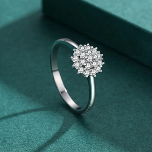 925 sterling silver ring with a sparkling floral micro-pave diamond cluster design