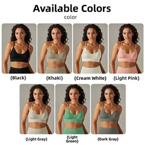 Collage di reggiseni sportivi senza cuciture in sette colori tra cui nero e kaki