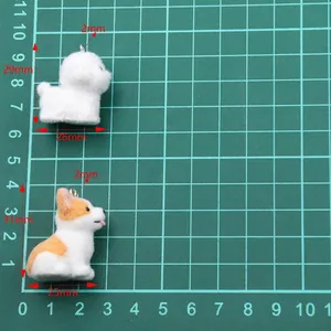 Cartoon flocked dog pendants with precise dimensions of 29x26mm and 31x23mm for DIY