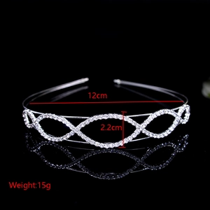 Detail showing dimensions of silver rhinestone crown 12cm width and 2.2cm height