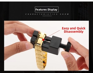 Detailed demonstration showing the manual tool removing gold bracelet metal links