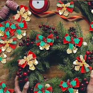 Weihnachtsbaum Dekoration Mini Schleife Mit Glocken Anhänger Weihnachtsschmuck Geschenkbox Kranz Handwerk Schleifen Festliche Party