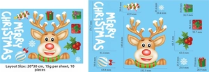Weihnachts-Fensteraufkleber Maße mit Rentier- und Schneeflocken-Motiven im 20x30cm Set