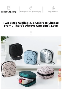 Detail showing geometric triangle pattern on waterproof makeup bag with diverse colors