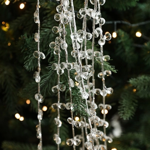 Pendentif Sapin De Noël Branche Perles Cristal Acrylique Transparent Scintillant Décoration Maison Fête Moderne Luxe