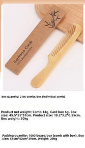 Eco-friendly bamboo comb with sustainable kraft paper packaging for hotel bathroom amenities