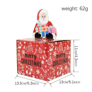 Red Christmas Santa candy gift box made of corrugated paper 13.5x13x11cm