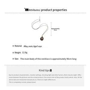 Detail specifications of 96cm tiger's eye oval pendant necklace with 12.8g weight