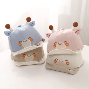 Casquette De Baseball En Coton Pour Bébé Avec Décoration De Bois Et Oreilles Broderie Dessin Animé Chapeau De Soleil