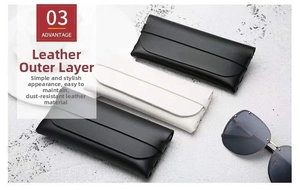 Detail of durable PVC leather glasses pouches in envelope style with soft texture