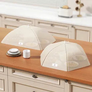 Foldable Food Cover Tent Antibacterial Mesh Net Umbrella Style Kitchen Table Dustproof Fly Proof Reusable Hanging Loop
