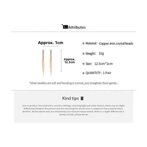 Detailed size chart for long golden tassel earrings with crystal beads and 12.5cm length