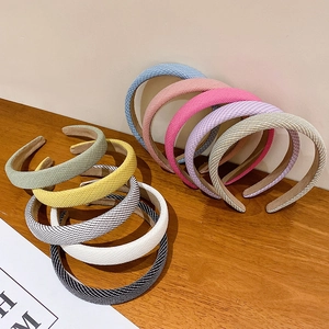 Padded Headband Woven Fabric Thickened Hair Band Vintage Textured Striped Hair Hoop For Women Girls Styling
