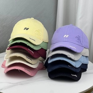 Vintage Distressed Baseball Cap Washed Cotton Embroidered Letter Sun Protection Casual Adjustable Hat For Men Women
