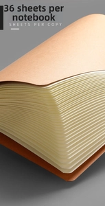 Detailed close-up showing the 36 sheets of thick cream paper and clean cut of the B5 notebook