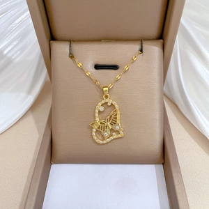Butterfly Heart Pendant Necklace Titanium Stainless Steel Copper Zircon Hollow Elegant Light Luxury Jewelry Women