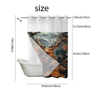 Detailed size guide for elk print waffle shower curtain with 180cm x 188cm dimensions